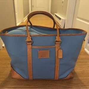 Vintage 2000s Blue Coach Luggage Weekender Tote Travel Carry-on Bag K045-5968